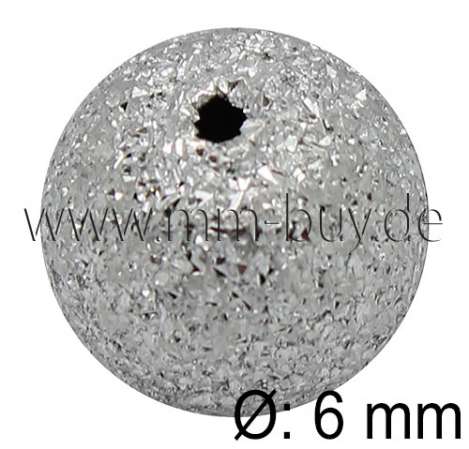 Stardustperlen, Aluminium, rhodiniert, Ø: 6 mm, 50 Stück