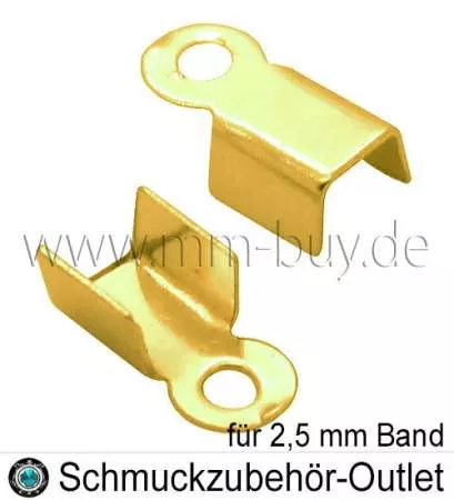 Bandklemmen nickelfrei goldfarben (für Bänder bis 2,5 mm), 10 Stück