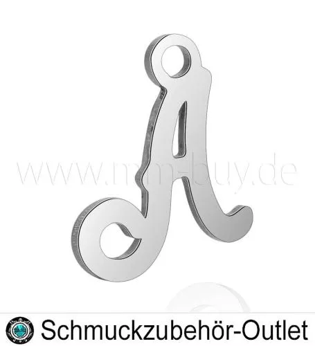 Edelstahl Buchstabenanhänger „A“, 12 mm, 1 Stück