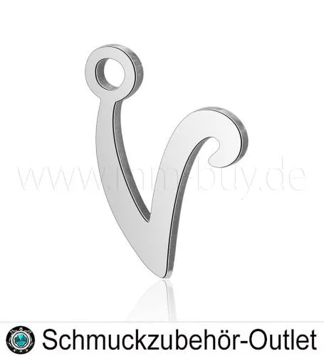 Edelstahl Buchstabenanhänger „V“, 12 mm, 1 Stück