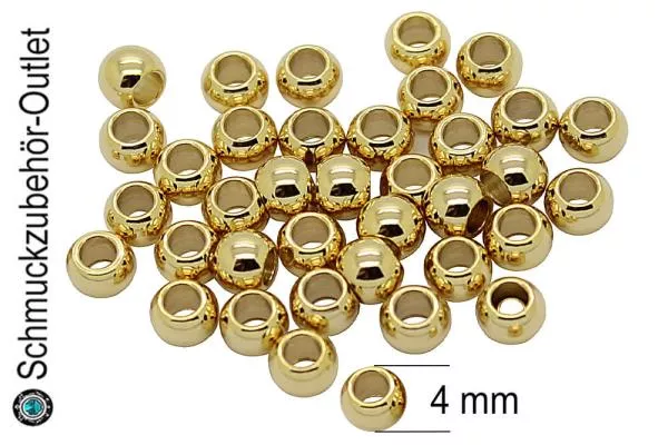 Edelstahlperlen goldfarben rund (Ø: 4 x 3 mm), 15 Stück