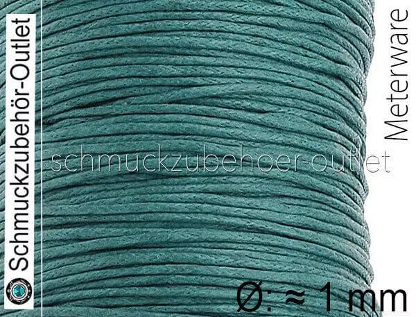 Baumwollband gewachst meeresgrün (Ø: ≈ 1 mm), Länge: zum Auswählen