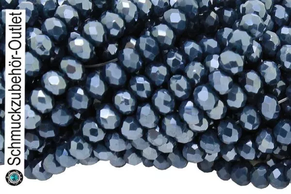 Glasschliffperlen Rondell Azurblau glänzend (Ø: 2,5 mm), 1 Strang
