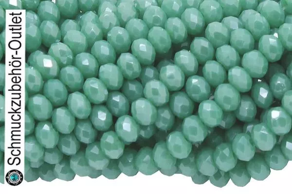 Glasschliffperlen Rondell meeresgrün opak glänzend (Ø: 3 mm), 1 Strang