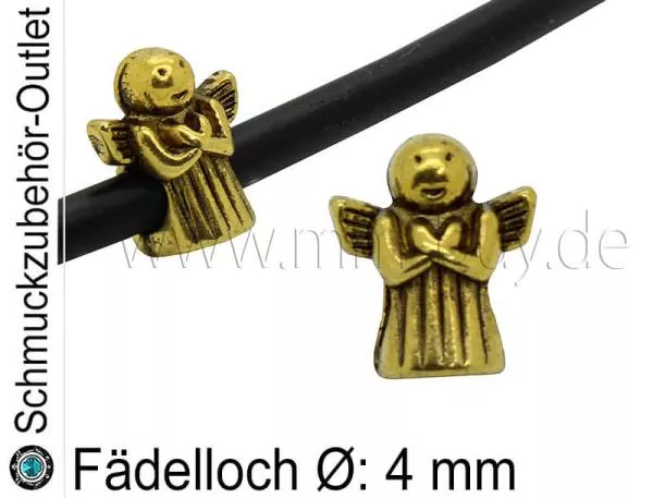 Metall Großlochperlen - goldfarben - Fädelloch Ø: 4 mm - 1 Stück
