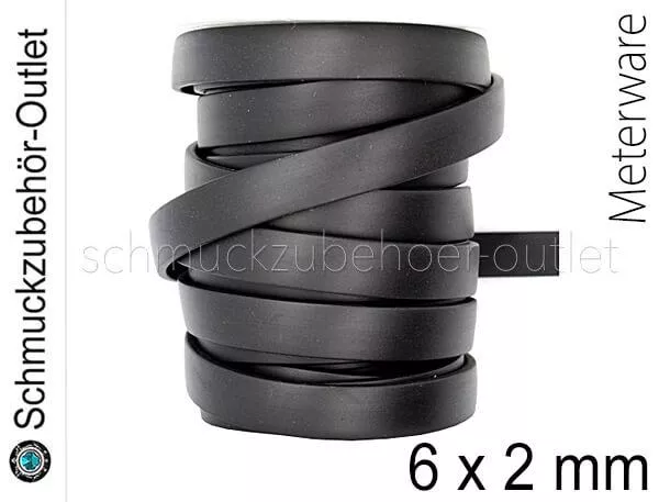 Kautschukband schwarz flach (6 x 2 mm) Meterware