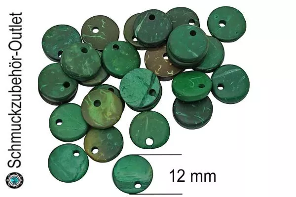 Kokos Perlen grün (Ø: 12 mm), 40 Perlen