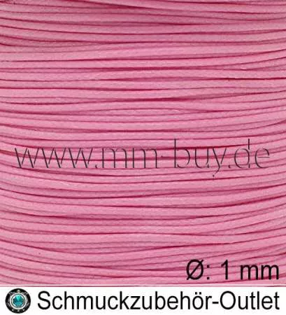Knüpfgarn, Polyester-gewachst, rosa, Ø: 1 mm, Meterware