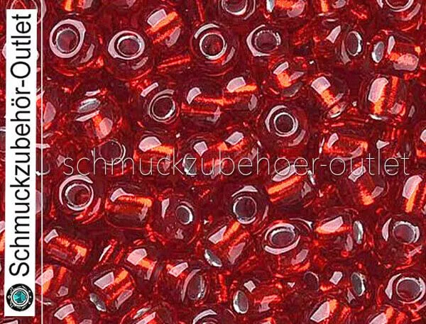 Rocailles rot transparent mit Silbereinzug (4 mm - 6/0), 25 g