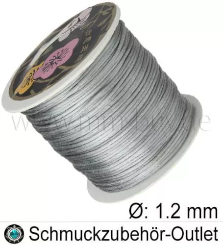 Satinband, grau, Ø: 1.2 mm, Meterware