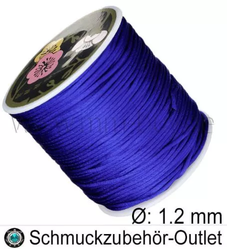 Satinband, royalblau, Ø: 1.2 mm, Meterware