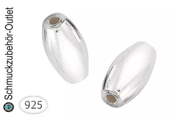925 Sterling Silber Perlen (Ø: 6x3 mm / Fädelloch: 0,8 mm), 2 Stück