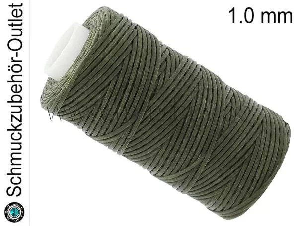 Schmuckband, gewachst, flach, moosgrün, 1 mm, 1 Spule (50 m)