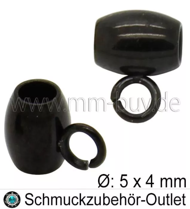 Edelstahl Anhängerhalter, schwarz, Ø: 5x4 mm, 1 Stück