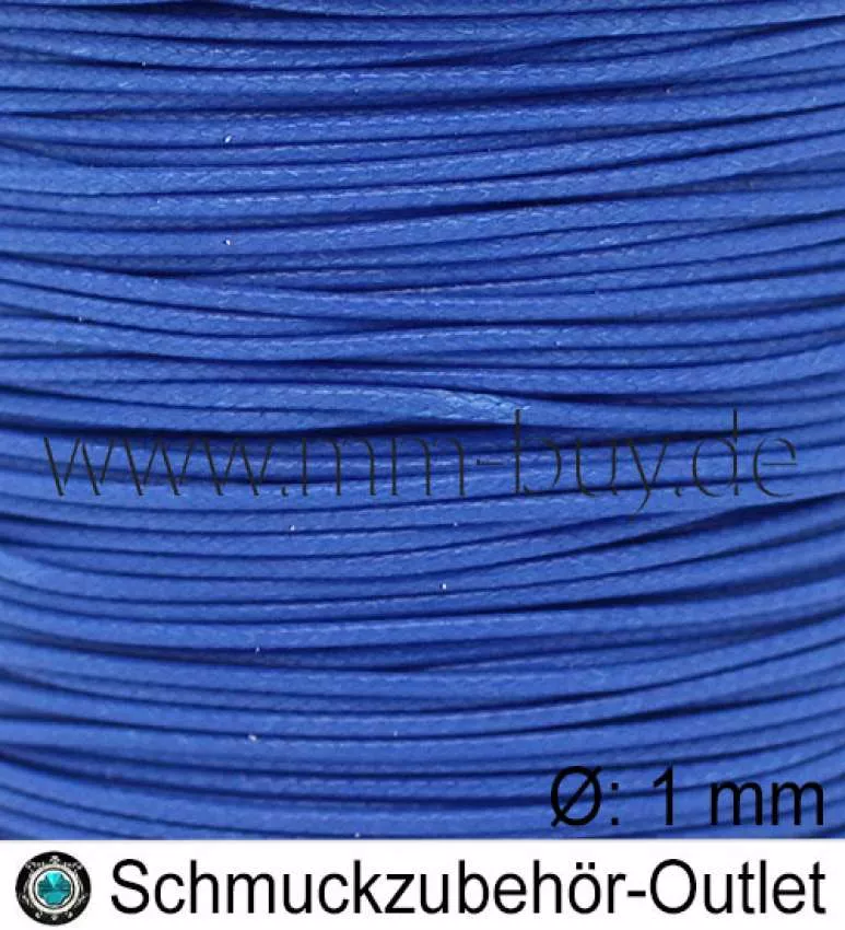 Knüpfgarn, Polyester-gewachst, royalblau, Ø: 1 mm, Meterware